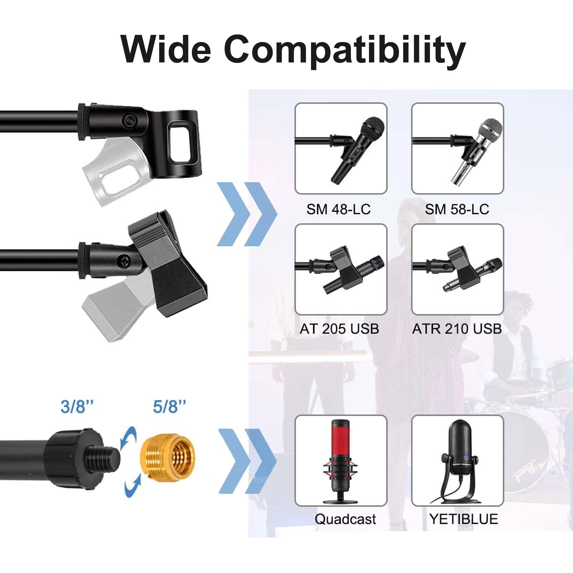Luopital Microphone Stand Flexible Extendable with Carrying Bag Screw Adapter Mic Mount, Black