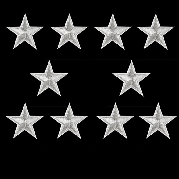 TIMIFIS Iron On Patches Patches For Clothes 10PCs Silver Stars Embroidered Badges Iron On Patches Motif Applique Stickers Household Essentials - Fall Savings Clearance