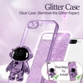 thumbnail image 4 of for iPhone 7 Plus Case for iPhone 8 Plus Case, Girls Women Astronaut Clear Glitter Phone Cases for iPhone 7/8 Plus with Stand, Electroplated Cute Sparkly Phone Cover for iPhone 7/8 Plus Puple, 4 of 11