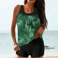 thumbnail image 2 of Two Piece Women's Tankini Swimsuits Blouson Swim Tank Top With Shorts Modest Bathing Suits D-Green, 2 of 5