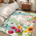 thumbnail image 4 of Easter Area Rugs 4'x6', Washable Small Throw Rugs for Office Bathroom, Spring Watercolor Eggs Country Tulip Wooden Grain Indoor Outdoor Rug Non-Slip Low Pile Carpet Runner Reversible Floor Mats, 4 of 8
