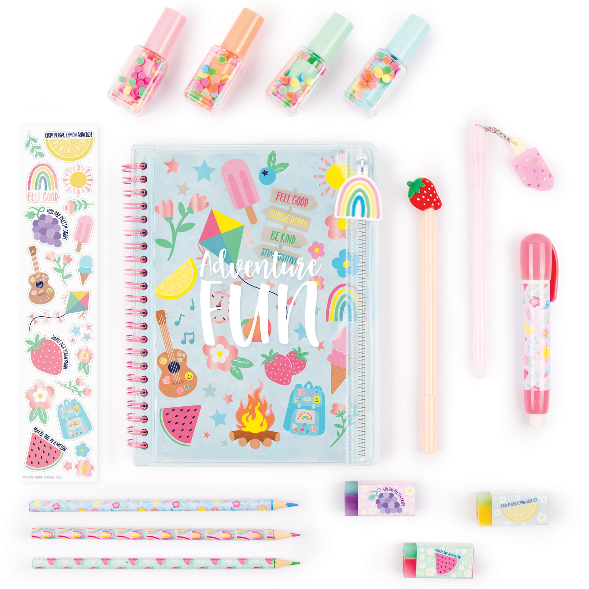 Three Cheers For Girls Butterfly Glitter Pouch & 12 Pack Pen Set 12-pc.  Kids Craft Kit