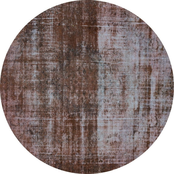 Ahgly Company Indoor Round Abstract Light Blue Modern Area Rugs, 4' Round