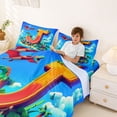 thumbnail image 3 of Feelyou Cartoon Dinosaur Letter J Print Full Size Sheets for Boys Girls, Cute Animal Bed Sheets, Blue, 4-Piece, 3 of 5