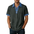 thumbnail image 5 of Ecqkame Men's Lapel Shirts Short Sleeve Casual Lightweight Pullover Tops Daily Versatile Outdoor Golf Tennis Shirt Dark Gray M, 5 of 9