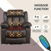 MERITLIFE Power Lift Chair Leather Couch Electric Recliner Sofa for Elderly,Massage Chair Recliner with Massage and Heating Function,Black