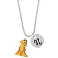 thumbnail image 1 of Delight Jewelry Resin Sitting Puppy Silvertone Script Initial Disc - N - Charm Necklace, 20"+3", 1 of 4