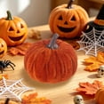 thumbnail image 2 of Fall Decor,Fall Decorations for Home,Velvet Pumpkins Decoration Artificial Fake Pumpkins,3IN Fabric Wrapped Pumpkin Ornaments for Home Kitchen Farmhouse(Orange), 2 of 6