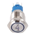 thumbnail image 3 of 2 uds interruptor de botón de Metal de 5 pines interruptor de reinicio automático de cabeza plana de 16mm con luz número 4 (220VAC blanco), 3 of 9