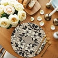 thumbnail image 2 of Black Floral Round 15 Inch Placemats Set of 2, Vintage Khaki Floral Retrp Plant Leaf HeatResistant Non Slip Place Mats for Dining Table, Wipeable Braided Kitchen Table Mats for Housewarming, 2 of 9