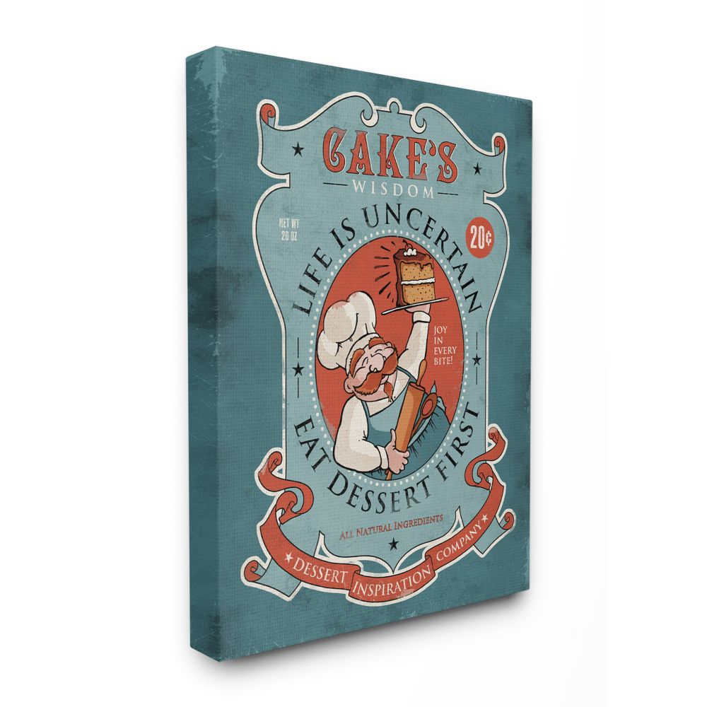 Stupell Industries Cake Wisdom Funny Vintage Comic Book Design Canvas Wall Art by Ester Kay