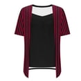 thumbnail image 5 of Deals Olyvenn Womens Lace Tops Pleated Short Sleeve Striped Shirts Summer Business Casual Dressy Blouses 2025 Summer Trendy Red XL, 5 of 7