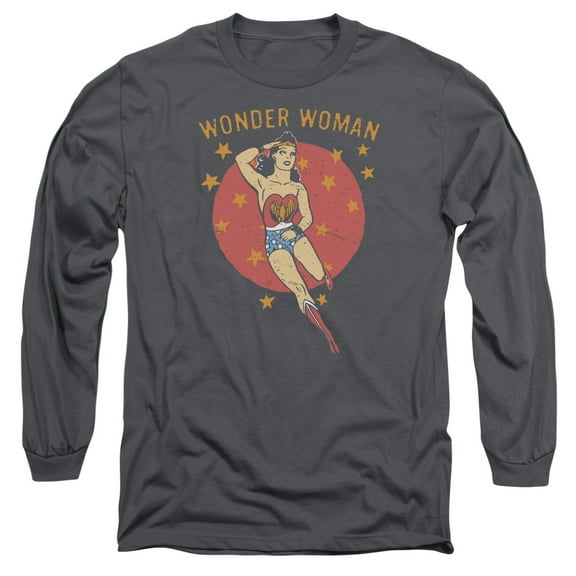 DC Comics Wonder Circle-Long Sleeve Adult 18/1 Charcoal