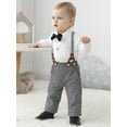 thumbnail image 5 of Baby Boy Clothes 3-18 Months Infant Gentleman Tuxedo Outfit Set Dress Suits Bowtie Suspender Pants, 5 of 17