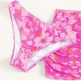 thumbnail image 5 of Akiihool Girls' 3 Piece Set Floral Print Bikini Swimsuit with Drawstring Beach Skirt Cute Ruched Bathing Suit, Hot Pink Size 140, 5 of 6