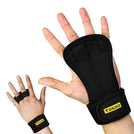 Yosoo Pull Up Gloves (Pair) with Wrist Support for Cross Training, WODs, Gym Workout with Micro Fiber Padding to Avoid Calluses，Best Weightlifting Gloves for Men & (Best Warm Up For Weight Training)