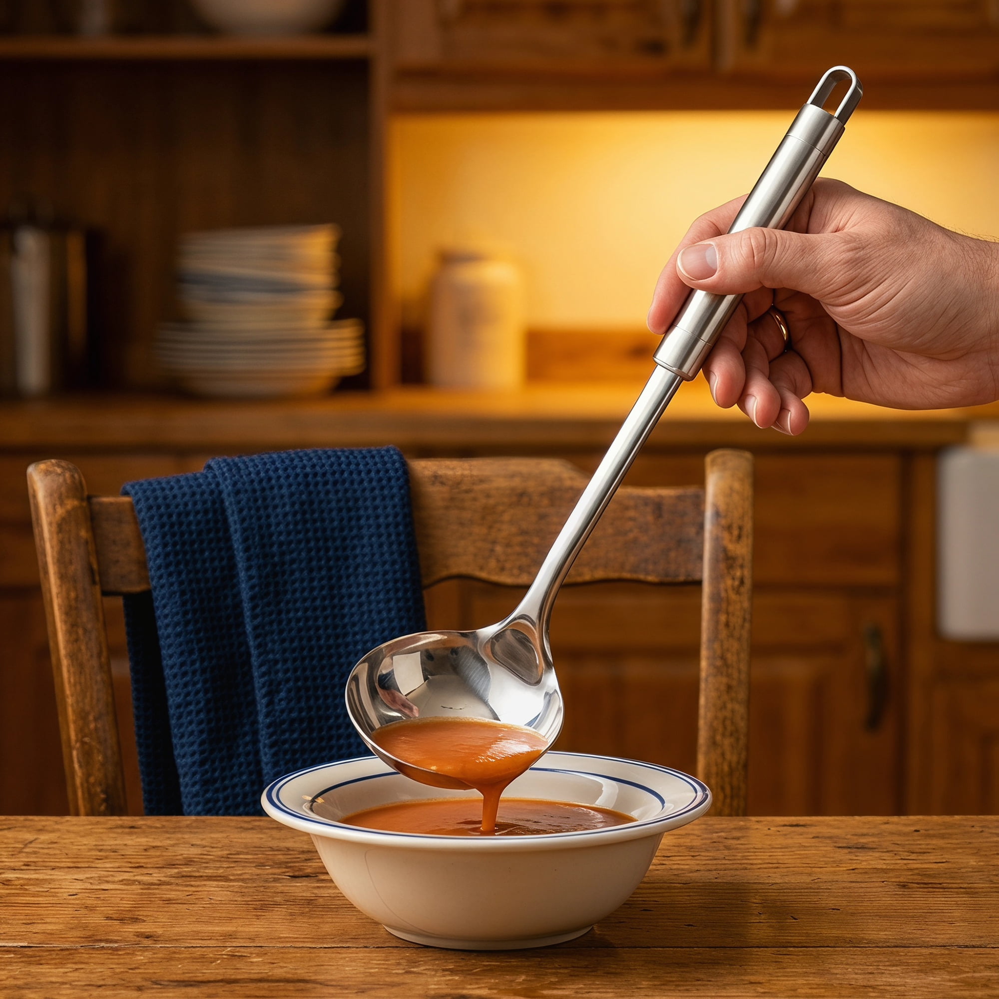 Unique Bargains Stainless Steel Spoon Safe for Non Stick Cookware Soup spoon A 13.8"x3.7"