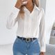thumbnail image 4 of Xuyuer Women's Casual Solid Color Long Sleeve Turndown Collar Button Blouse, Elegant Office Top for Business Attire, Formal Events and Professional Wardrobe Essentials, 4 of 8
