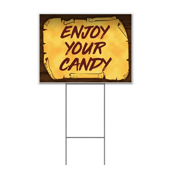 Enjoy Your Candy Scroll (18" X 24") Yard Sign, Includes Metal Step Stake