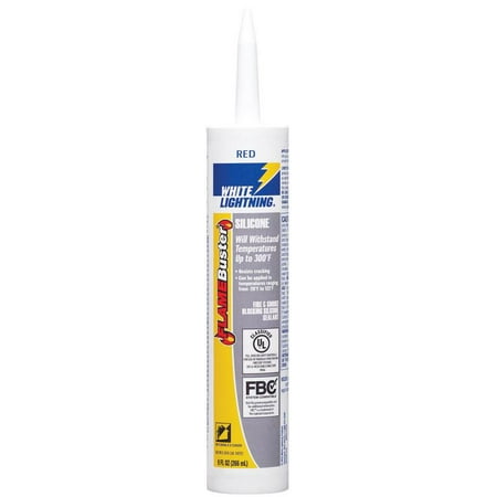White Lightning 8802020 Fire and Smoke Blocking Sealant, 10 oz, Cartridge, Red, Solid