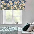 thumbnail image 6 of Valance Curtains for Windows Chrysanthemum Flowers Floral Kitchen Curtians Window Treatment Branch Leaves Blue Topper Curtain Rod Pocket Valances for Kitchen Bathroom Living Room 54x18in, 6 of 9