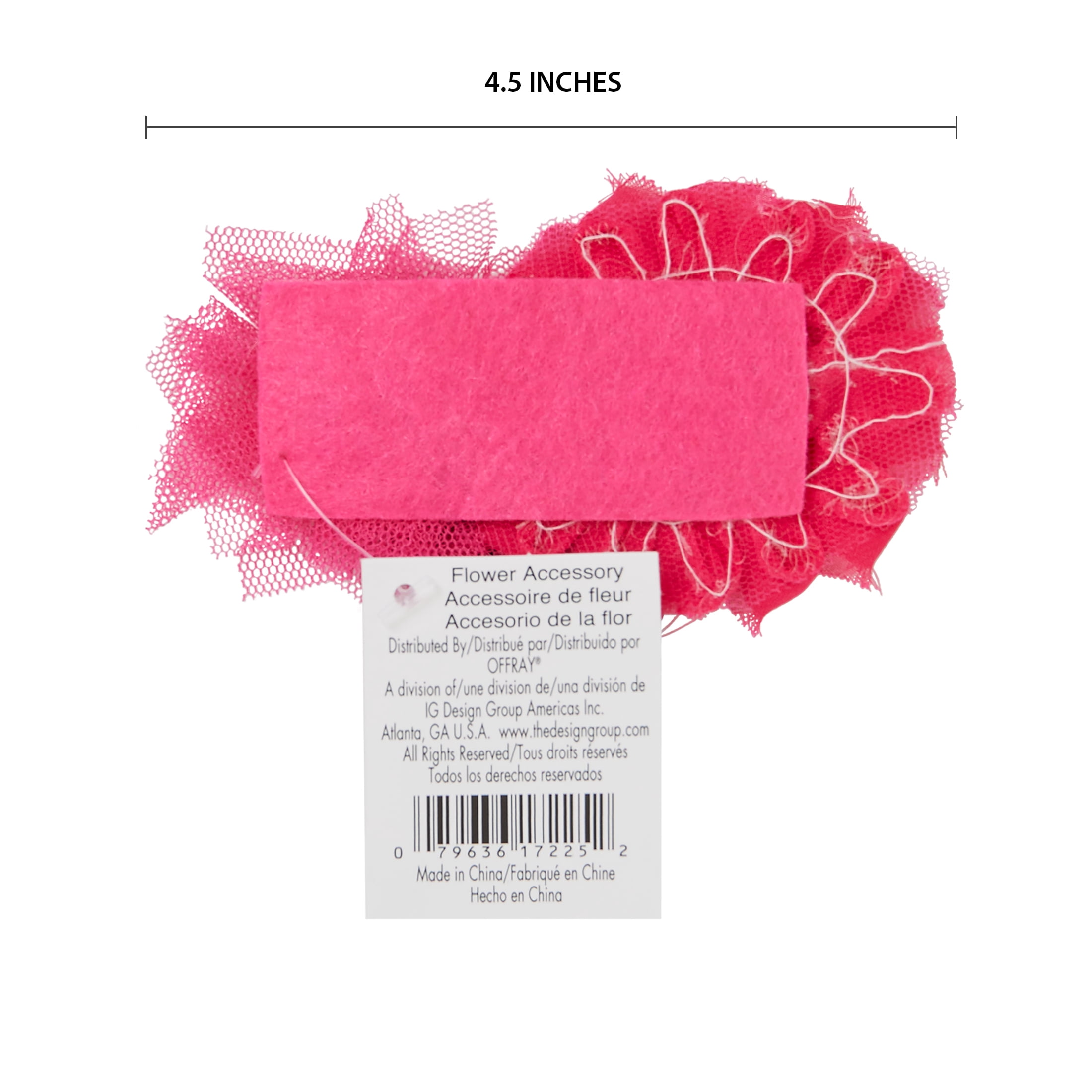 Offray Hot Pink Satin Tulle With Gem Flower Cluster, 1 Each Embellishment