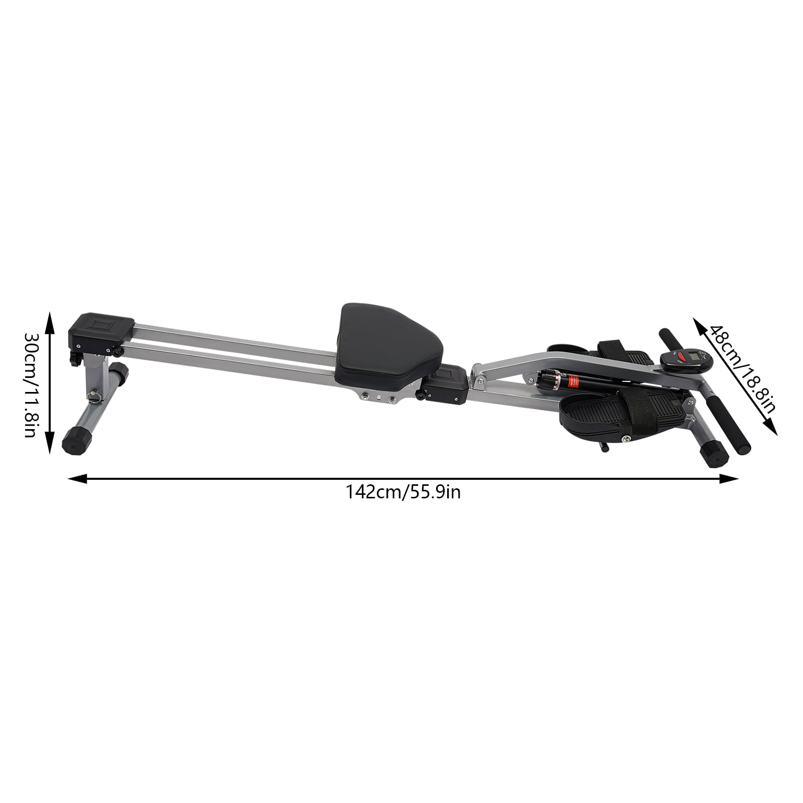 Wildnix Hydraulic Rowing Machine with Adjustable Resistance, Anti-Slip Pedals, LED Display, Suitable for Home Fitness, Max Load 264.55lbs