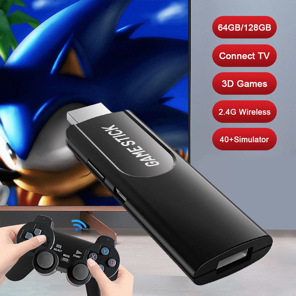 Salange K8 2.4G Wireless Controllers External Retro Game Stick. 64G, Black
