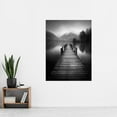 thumbnail image 2 of Lake Pier Mountain Landscape Black and White Photo Extra Large XL Wall Art Poster Print, 2 of 3