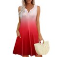 thumbnail image 2 of Vestido Corto para las Mujeres de Verano, la Impresión de la Moda de Bolsillo Botón sin Mangas Cuello en V para Casual Y Diario, 2 of 8