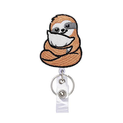 Reeleer Sloth Spirit Animal Badge Reels Retractable, with Alligator Clip  and Key Ring, 24 inches Thick Pull Cord 
