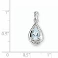 thumbnail image 2 of Sterling Silver Rhodium Plated Diamond And Aquamarine Pendant (20 X 10) Made In India qp2958aq, 2 of 2