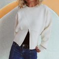 thumbnail image 4 of Qetyuw Oversized Sweater for Women Zip Down Hem Long Sleeve Loose Fit Pullover Jumper Chunky Casual Crew Neck Sweaters, 4 of 5