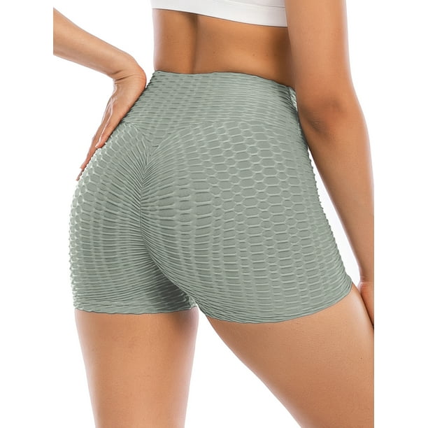 ALING Women Fitness Yoga Shorts Quick-dry Shorts Tummy Control Leggings  Textured Scrunch Running Shorts Bottom Butt Lifting Hot Pants 