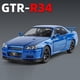 thumbnail image 1 of 1/24 Scale Nissan Skyline GTRR34 Models Cars Alloy Diecast Toys Rubber Tires Vehicle 4 Doors Opened Toy Car for Kids Best Gifts, 1 of 4