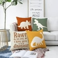 thumbnail image 3 of Dinosaur Rawr Means I Love You Home Decorative Throw Pillow Cover Set of 4, Inspirational Quote Cushion Case 20x20 for Boy Kid, Bedroom Nursery Sofa Couch Decor Dino Baby Shower Decoration Gifts, 3 of 5