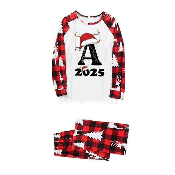 RXMEKW Christmas Plaid Print Long-Sleeve Top And Pants Set For Family Matching Pajamas In Red