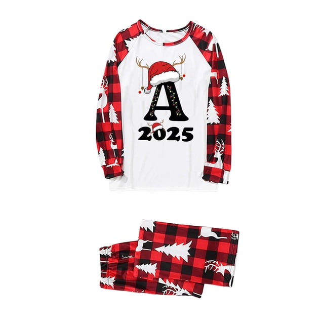 RXMEKW Christmas Plaid Print Long-Sleeve Top And Pants Set For Family Matching Pajamas In Red