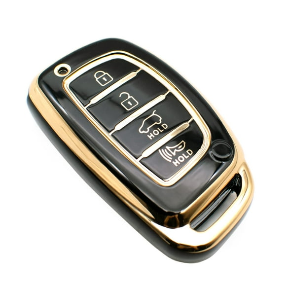 FEYOUN Key Fob Cover Compatible with Hyundai Elantra Elantra GT Ioniq Sonata Tucson Smart 4 Buttons TPU Remote Keyless Key Fob Case Protection Shell Accessories, Black
