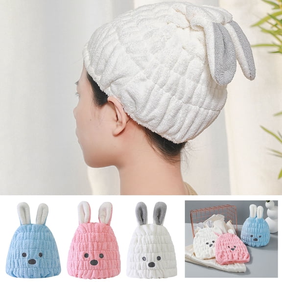 BCZHQQ Microfiber Hair Towel Wrap for Kids Girls or Women,Cute Quick Drying Rabbit Hair Turban Bath Tool,Soft Absorbent Hair Dry Hat Lightweight Bouncy Hat Headscarf for Wet Hair