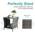 thumbnail image 4 of Tcbosik 18-Inch Square Rattan Side Table in Gray, Outdoor/Indoor 2-Tier Storage End Table with Glass Top & Open Shelf, for Living Room, Patio, Deck, Balcony, 4 of 7