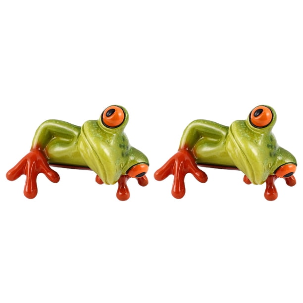 2pcs resina ranas ornamento computadora escritorio adorno rana artesanía decoración del hogar