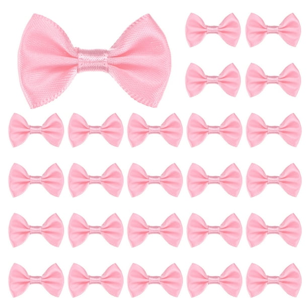 Uxcell 120-Pack Mini Lazo de Cinta Artesanal 1.5x1 Pulgada de Tela a Cuadros de Satén para Manualidades DIY Rosa Melocotón