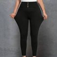 thumbnail image 3 of ABATAB Plus Size Leggings for Women 3 Button-Up High Waist Pants Soft Stretchy Slim Fit Solid Skinny Fashion Trousers, 3 of 5