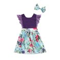 thumbnail image 1 of ITFABS Girl Ruffle Sleeve Flower Romper/Sleeveless A-line Dress Sisters Outfits, 1 of 8