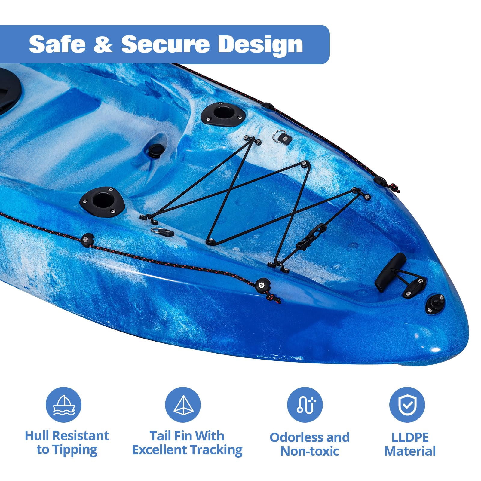 Ataucjin Kayaks, 9.38FT Fishing Kayak with Paddle, Sit on Top Kayak for Adults, Capacity of 308LBS, Hard Shell Recreational Ocean Kayak Boat
