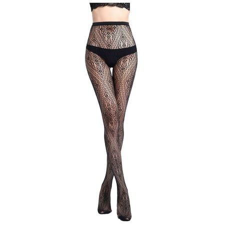 

OVTICZA Women s Fishnet Control Top Sheer Nylon Pantyhose One Size Black