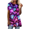 thumbnail image 2 of Puntoco moda mujer casual cuello redondo blusa estampada manga corta camiseta verano tops Puntoco Puntoco-7377, 2 of 5