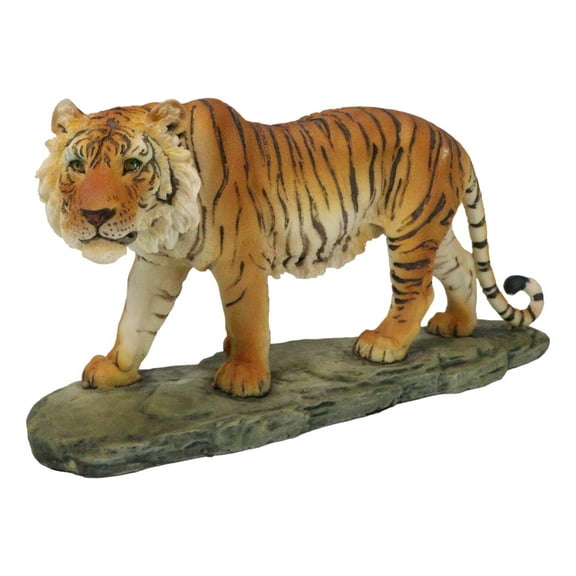 Jungle Apex Predator Prowling Fierce Orange Bengal Tiger Figurine 11.25"L