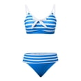 thumbnail image 4 of uvwlwu Women's Two Piece Striped Bikini Set with Bow Front Top and High Waist Bottom Bathing Suit,5XL, 4 of 5